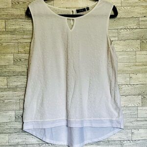 Apt. 9 Womens Blouse White Sleeveless‎ Layered High Low Keyhole Boho Top Large